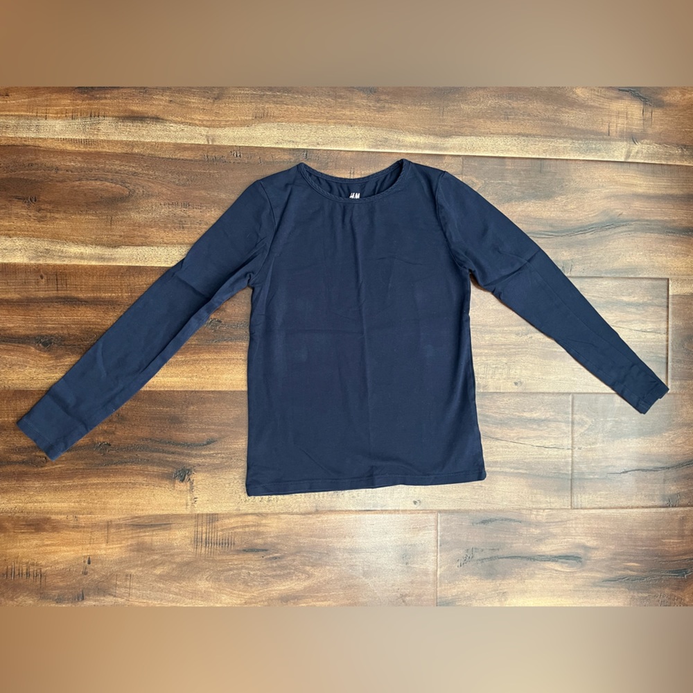 H&M Navy Blue Long Sleeve Girl Blouse- Top- T-Shirt